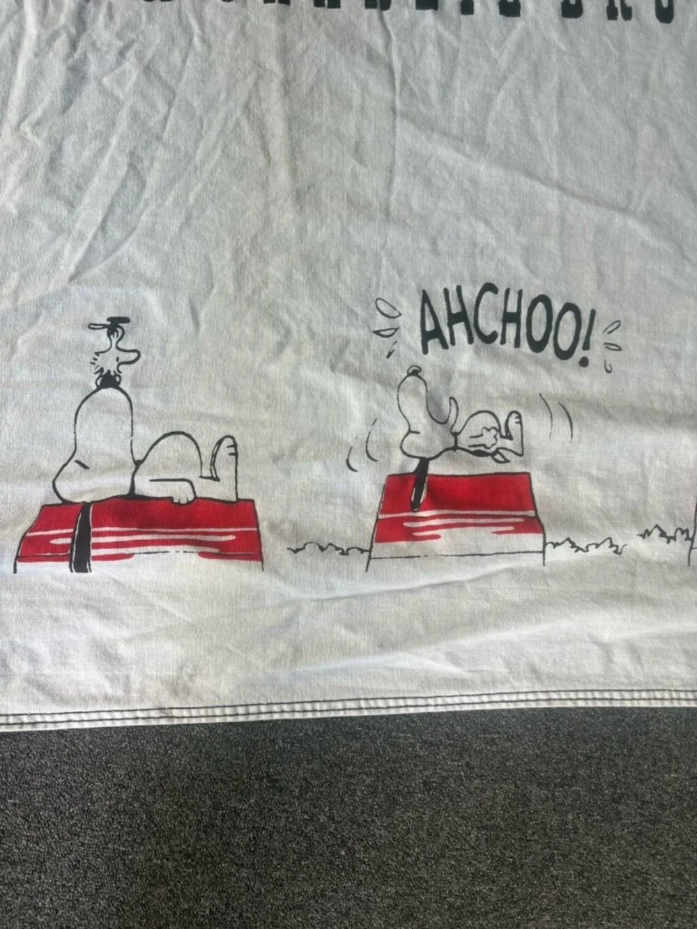 Vintage 70s/1970s SNOOPY & CHARLIE BROWN White Full Size Bedspread Blanket